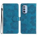 For Motorola Moto G62 5G Flower Embossing Pattern Leather Phone Case(Blue)