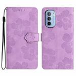 For Motorola Moto G62 5G Flower Embossing Pattern Leather Phone Case(Purple)