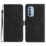 For Motorola Moto G62 5G Flower Embossing Pattern Leather Phone Case(Black)