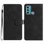 For Motorola Moto G60 / G40 Fusion Flower Embossing Pattern Leather Phone Case(Black)