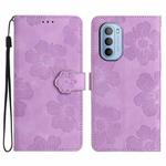 For Motorola Moto G52 Flower Embossing Pattern Leather Phone Case(Purple)