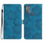 For Motorola Moto G50 Flower Embossing Pattern Leather Phone Case(Blue)