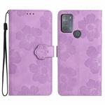 For Motorola Moto G50 Flower Embossing Pattern Leather Phone Case(Purple)