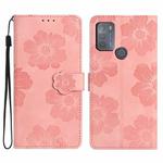 For Motorola Moto G50 Flower Embossing Pattern Leather Phone Case(Pink)