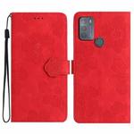 For Motorola Moto G50 Flower Embossing Pattern Leather Phone Case(Red)