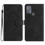 For Motorola Moto G50 Flower Embossing Pattern Leather Phone Case(Black)