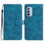 For Motorola Moto G31 / G41 Flower Embossing Pattern Leather Phone Case(Blue)