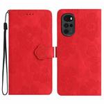 For Motorola Moto G22 Flower Embossing Pattern Leather Phone Case(Red)