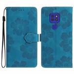 For Motorola Moto G9 / G9 Play / E7 Plus Flower Embossing Pattern Leather Phone Case(Blue)