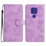 For Motorola Moto G9 / G9 Play / E7 Plus Flower Embossing Pattern Leather Phone Case(Purple)