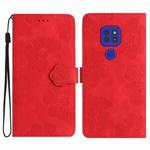 For Motorola Moto G9 / G9 Play / E7 Plus Flower Embossing Pattern Leather Phone Case(Red)