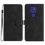 For Motorola Moto G9 / G9 Play / E7 Plus Flower Embossing Pattern Leather Phone Case(Black)