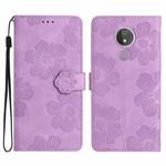 For Motorola Moto G7 Power Flower Embossing Pattern Leather Phone Case(Purple)