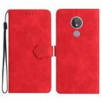 For Motorola Moto G7 Power Flower Embossing Pattern Leather Phone Case(Red)