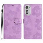 For Motorola Moto E32 Flower Embossing Pattern Leather Phone Case(Purple)