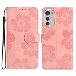 For Motorola Moto E32 Flower Embossing Pattern Leather Phone Case(Pink)