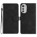 For Motorola Moto E32 Flower Embossing Pattern Leather Phone Case(Black)