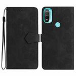 For Motorola Moto E20 / E30 / E40 Flower Embossing Pattern Leather Phone Case(Black)