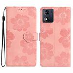 For Motorola Moto E13 Flower Embossing Pattern Leather Phone Case(Pink)
