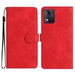 For Motorola Moto E13 Flower Embossing Pattern Leather Phone Case(Red)