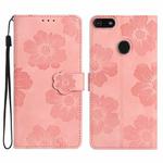 For Motorola Moto E6 Play Flower Embossing Pattern Leather Phone Case(Pink)