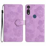 For Motorola Moto E 2020 Flower Embossing Pattern Leather Phone Case(Purple)