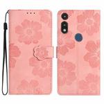 For Motorola Moto E 2020 Flower Embossing Pattern Leather Phone Case(Pink)