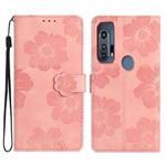 For Motorola Edge+ 2020 Flower Embossing Pattern Leather Phone Case(Pink)