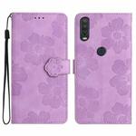 For Motorola One Action / Moto P40 Power Flower Embossing Pattern Leather Phone Case(Purple)