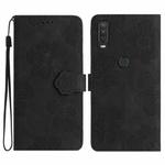 For Motorola One Action / Moto P40 Power Flower Embossing Pattern Leather Phone Case(Black)