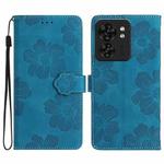 For Motorola Edge 40 Flower Embossing Pattern Leather Phone Case(Blue)