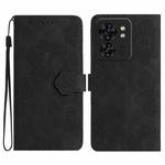 For Motorola Edge 40 Flower Embossing Pattern Leather Phone Case(Black)