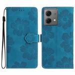 For Motorola Moto G84 5G Flower Embossing Pattern Leather Phone Case(Blue)