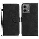 For Motorola Moto G84 5G Flower Embossing Pattern Leather Phone Case(Black)