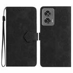 For Motorola Edge 50 Fusion Flower Embossing Pattern Leather Phone Case(Black)