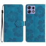 For Motorola Edge 50 Pro Flower Embossing Pattern Leather Phone Case(Blue)