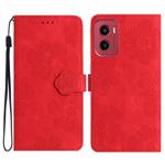 For Motorola Moto G05 Flower Embossing Pattern Leather Phone Case(Red)