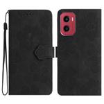 For Motorola Moto G05 Flower Embossing Pattern Leather Phone Case(Black)