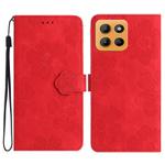 For Motorola Moto G15 Flower Embossing Pattern Leather Phone Case(Red)