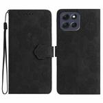 For Motorola Moto G56 5G Flower Embossing Pattern Leather Phone Case(Black)
