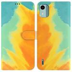 For Nokia C12 Watercolor Pattern Flip Leather Phone Case(Autumn Leaf)