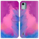 For Nokia C12 Watercolor Pattern Flip Leather Phone Case(Purple Red)