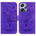 For Infinix Hot 30 Play Butterfly Rose Embossed Leather Phone Case(Purple)