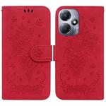 For Infinix Hot 30 Play Butterfly Rose Embossed Leather Phone Case(Red)