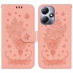 For Infinix Hot 30 Play Butterfly Rose Embossed Leather Phone Case(Pink)