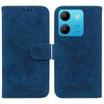 For Infinix Smart 7 African Butterfly Rose Embossed Leather Phone Case(Blue)