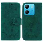 For Infinix Smart 7 African Butterfly Rose Embossed Leather Phone Case(Green)