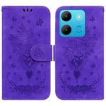 For Infinix Smart 7 African Butterfly Rose Embossed Leather Phone Case(Purple)