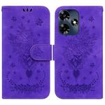 For Infinix Hot 30 Butterfly Rose Embossed Leather Phone Case(Purple)