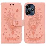 For Infinix Hot 30 Butterfly Rose Embossed Leather Phone Case(Pink)